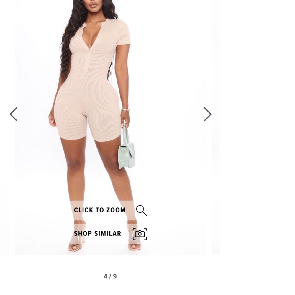 Ribbed Romper with Gold Zipper